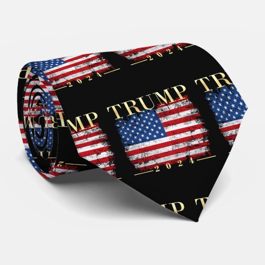 ヴィンテージアメリカ国旗の金ゴールドトランプ2024 ネクタイ (ロール)