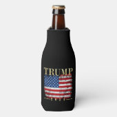 ヴィンテージアメリカ国旗の金ゴールドトランプ2024 ボトルクーラー (ボトル正面)