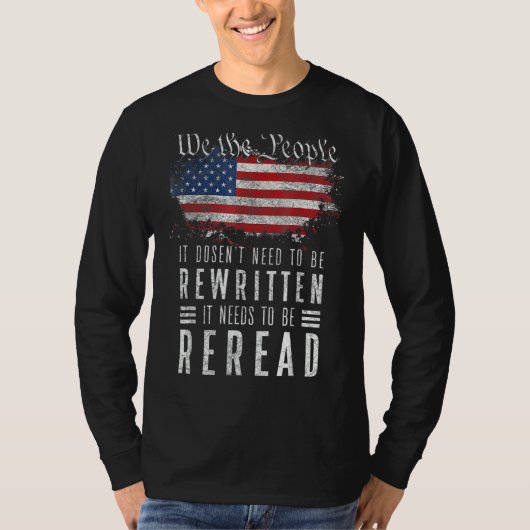 ヴィンテージアメリカ国旗を読み直す必要がある Tシャツ (正面)