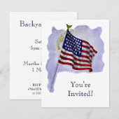 ヴィンテージアメリカ国旗カスタムパーティー招待状 招待状 (正面/裏面)