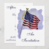 ヴィンテージアメリカ国旗カスタムパーティ招待状 招待状 (正面/裏面)