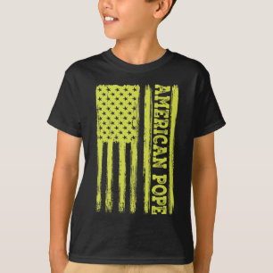 ヴィンテージアメリカ国旗カトリック初アメリカ教皇 Tシャツ