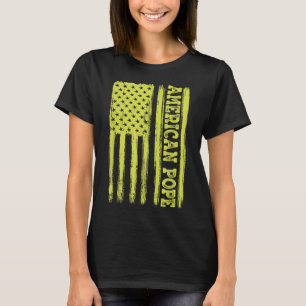 ヴィンテージアメリカ国旗カトリック初アメリカ教皇 Tシャツ