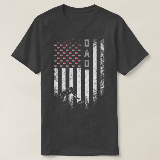 ヴィンテージアメリカ国旗カーリングパパカーラーシルホ Tシャツ (デザイン正面)