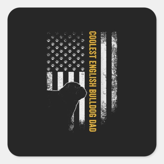 ヴィンテージアメリカ国旗クール英国ブルドッグ スクエアシール (正面)