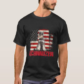 ヴィンテージアメリカ国旗シュナウザー犬の恋人 Tシャツ (正面)