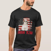ヴィンテージアメリカ国旗シーズー(犬)津犬の恋人 Tシャツ (正面)