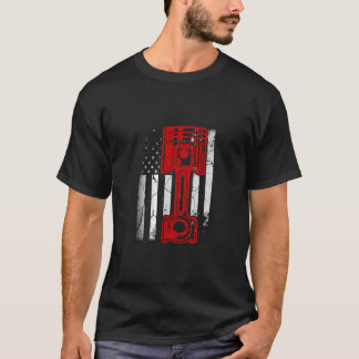 ヴィンテージアメリカ国旗ディーゼルマッスルカー整備士M Tシャツ