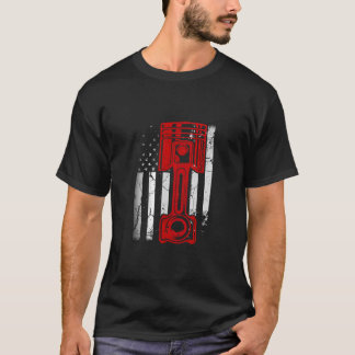 ヴィンテージアメリカ国旗ディーゼルマッスルカー整備士M Tシャツ