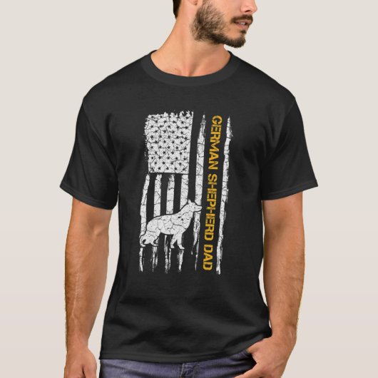 ヴィンテージアメリカ国旗ドイツの羊飼い犬パパ Tシャツ (正面)