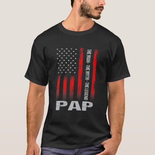 ヴィンテージアメリカ国旗パップマン神話の伝説父の Tシャツ (正面)