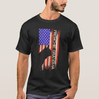ヴィンテージアメリカ国旗フランスのブルドッグおばあちゃんフランスS Tシャツ