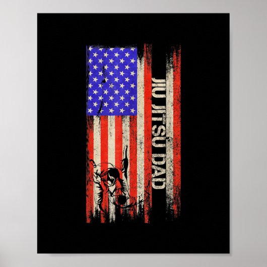 ヴィンテージアメリカ国旗ブラジル柔術パパ ポスター (正面)