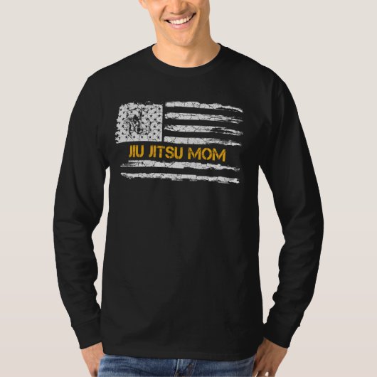 ヴィンテージアメリカ国旗ブラジル柔術ママ Tシャツ (正面)