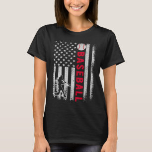 ヴィンテージアメリカ国旗プライド野球チームパパ Tシャツ