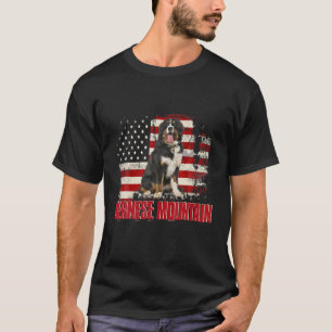 ヴィンテージアメリカ国旗ベルネーズマウンテンドッグ恋人 Tシャツ
