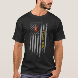 ヴィンテージアメリカ国旗ヴァイオリンミュージシャンマムヴァイオリンsil tシャツ