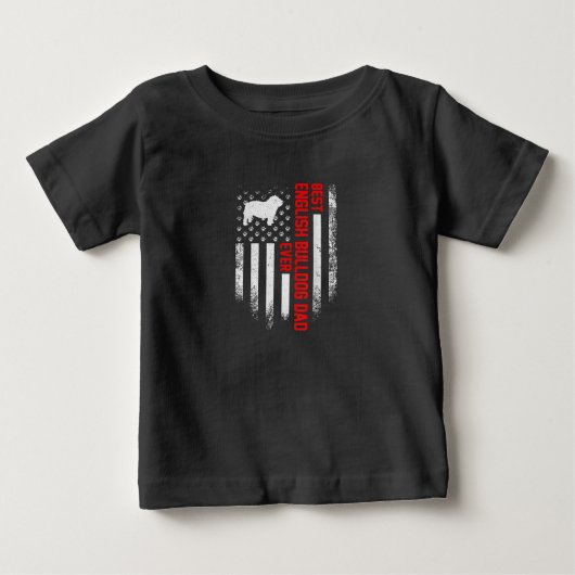 ヴィンテージアメリカ国旗最高の英国ブルドッグ ベビーTシャツ (正面)