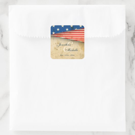 ヴィンテージアメリカ国旗結婚アメリカ スクエアシール (バッグ)