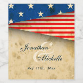 ヴィンテージアメリカ国旗結婚国 ワインラベル (シングルラベル)