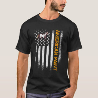 ヴィンテージアメリカ国旗絵を描アメリカの馬おもしろい Tシャツ