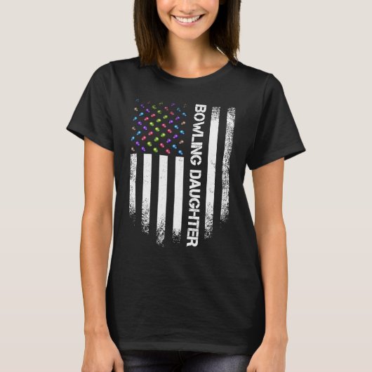 ヴィンテージアメリカ国旗誇りを持ったのボーリング娘B Tシャツ (正面)