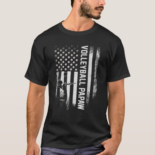 ヴィンテージアメリカ国旗誇りを持ったバレーボールPapaw S Tシャツ (正面)