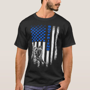 ヴィンテージアメリカ国旗誇りを持ったホッケーボーイフレンドS Tシャツ