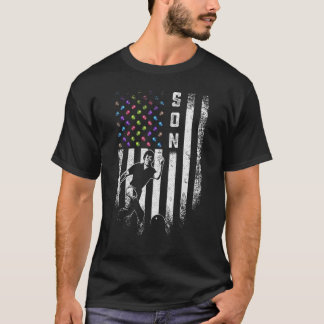 ヴィンテージアメリカ国旗誇りを持ったボーリングソンボウリングをする人、 クリケットの投手Sil Tシャツ