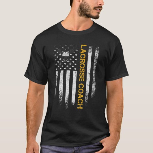 ヴィンテージアメリカ国旗誇りを持ったラクロスコーチSil Tシャツ (正面)