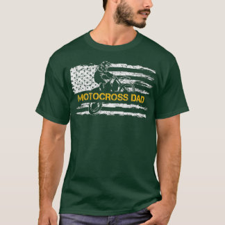 ヴィンテージアメリカ国旗誇りモトクロスダートバイクパパ Tシャツ