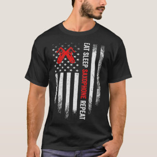 ヴィンテージアメリカ国旗食べの睡眠ソフォンリピートSa Tシャツ