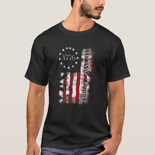 ヴィンテージアメリカ国旗1776我々国民 Tシャツ (正面)