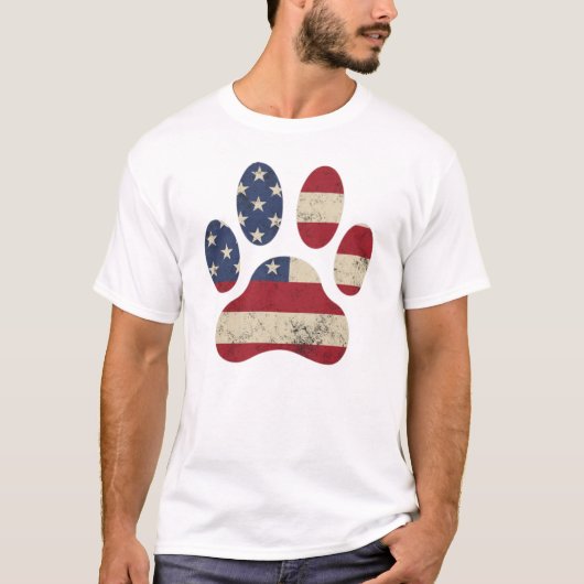 ヴィンテージアメリカ国旗7月前印刷愛国心 Tシャツ (正面)