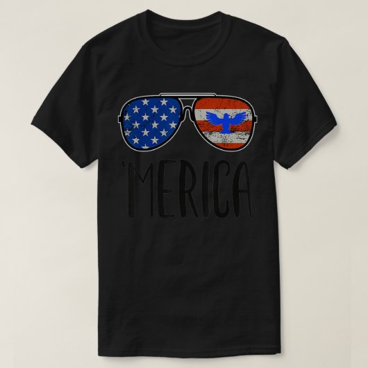ヴィンテージアメリカ国旗7月4日米国愛国心 Tシャツ (デザイン正面)