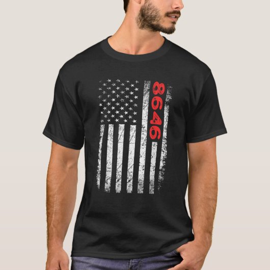 ヴィンテージアメリカ国旗86 46アンチバイデン氏デザインImea Tシャツ (正面)