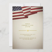 ヴィンテージアメリカ国旗 | ゴールドの月桂樹の葉 | 結婚式 招待状 (裏面)