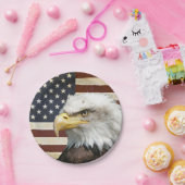 ヴィンテージアメリカ国旗、ハゲ・イーグル、家族懇親会 ペーパープレート (パーティー)