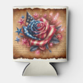 ヴィンテージアメリカ国旗、バラと星 缶クーラー (正面)