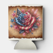 ヴィンテージアメリカ国旗、バラと星 缶クーラー (裏面)