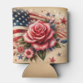 ヴィンテージアメリカ国旗、バラと星 缶クーラー (裏面)