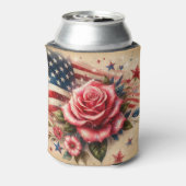 ヴィンテージアメリカ国旗、バラと星 缶クーラー (缶裏面)