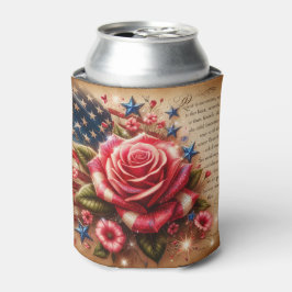 ヴィンテージアメリカ国旗、バラと星 缶クーラー