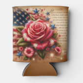 ヴィンテージアメリカ国旗、バラと星 缶クーラー (正面)