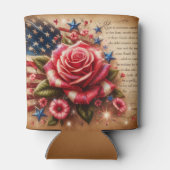 ヴィンテージアメリカ国旗、バラと星 缶クーラー (裏面)