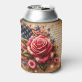 ヴィンテージアメリカ国旗、バラと星 缶クーラー (缶裏面)