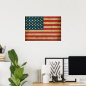 ヴィンテージアメリカ国旗 ポスター (ホームオフィス)