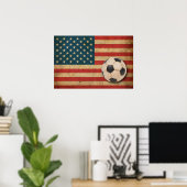 ヴィンテージアメリカ国旗 ポスター (ホームオフィス)