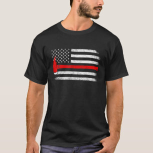 ヴィンテージアメリカ国旗Ax薄い赤線ファイアーファイター Tシャツ