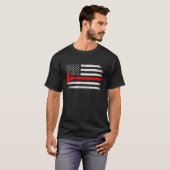ヴィンテージアメリカ国旗Ax薄い赤線ファイアーファイター Tシャツ (正面フル)